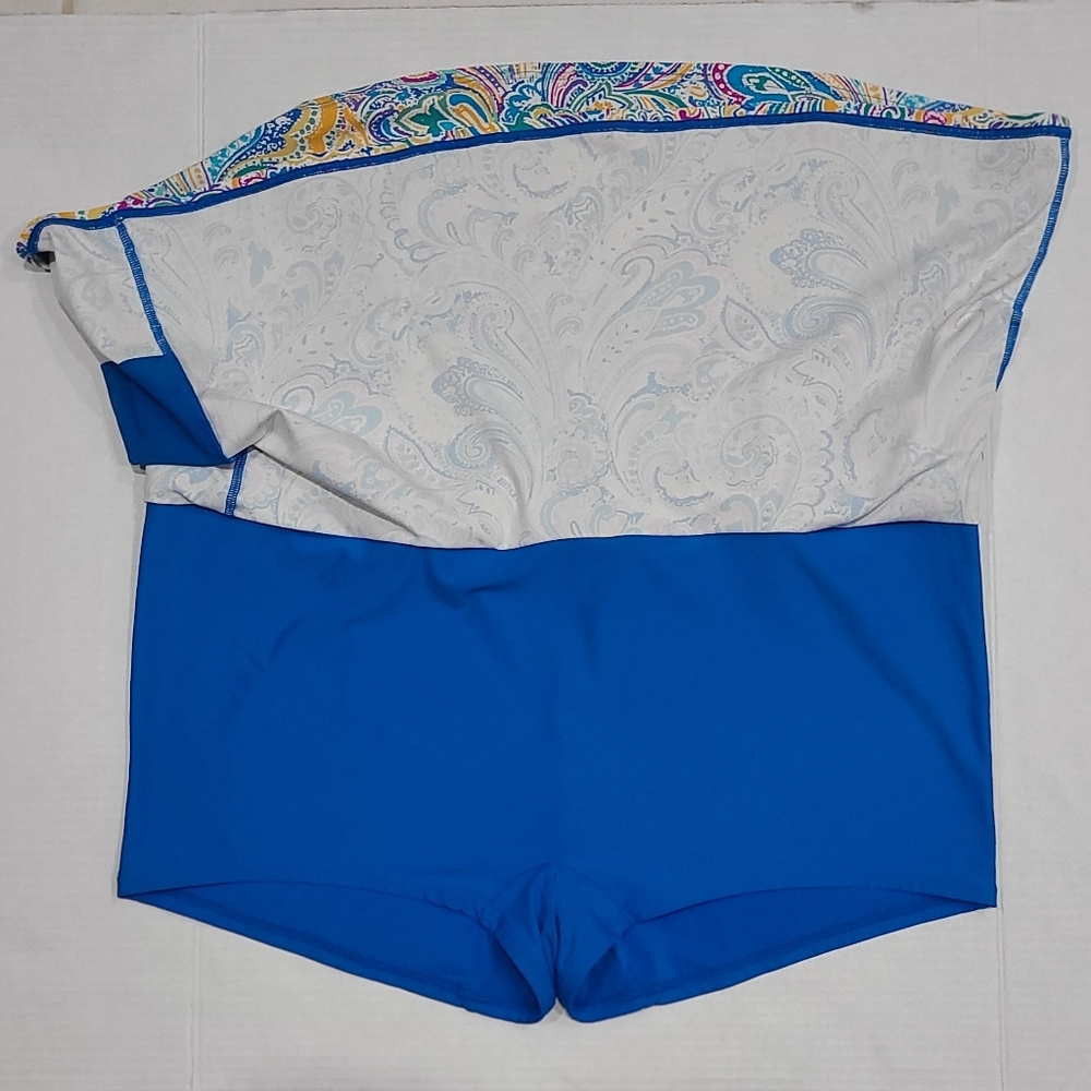 SUNSETS Turquoise Purple & Yellow Paisley Print Skirted Swimsuit Bottom Sz 16 - Picture 8 of 12